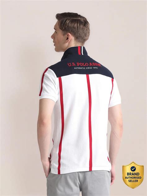 Price History of U.S. POLO ASSN. Men Striped, Typography Polo Neck Pure ...