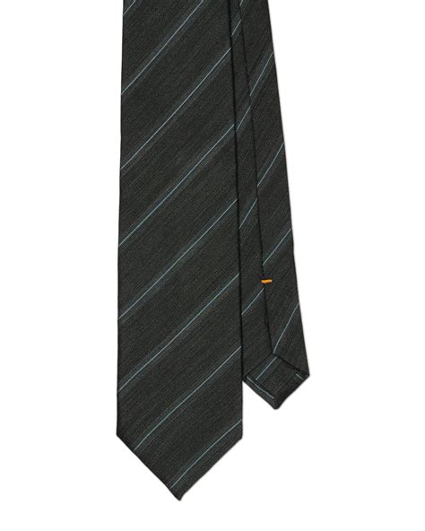 Green and Aqua Stripe Tie - Edward Sexton