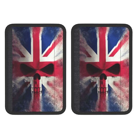 Skull Face Union Jack Uk Flag Seat Belt Shoulder Pad 2-Pack Soft Car ...
