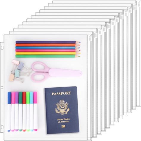 12 Pack Letter Size Binder Pockets 3 Holes Zipper Binder Folders for 3 ...