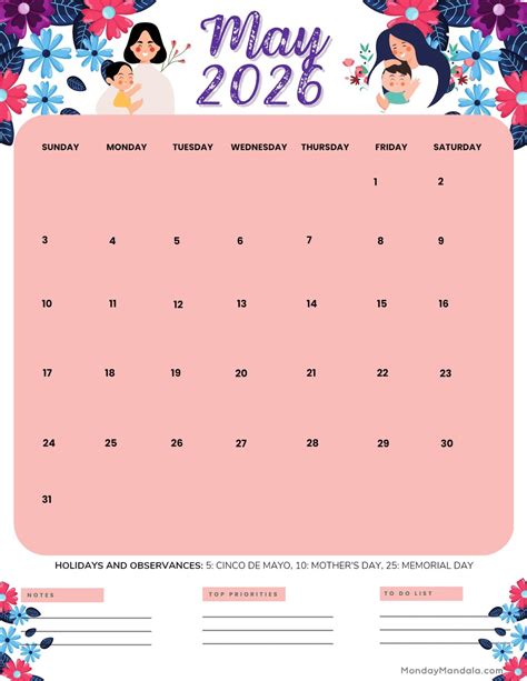 Cute Printable May 2026 Calendar - One For All
