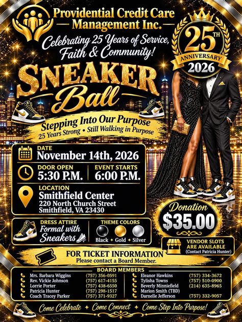 PCCMI 25th Anniversary Sneakerball, Smithfield Center, 14 November 2026 ...