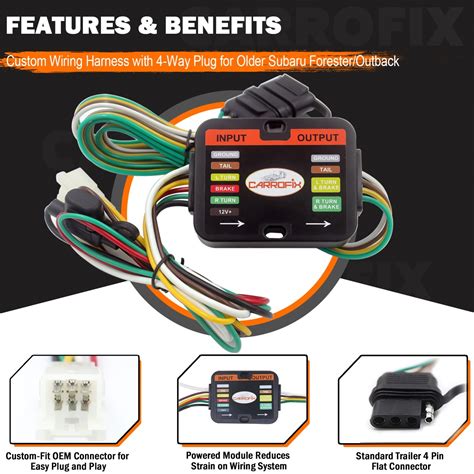 Subaru Trailer Tow Hitch Wiring Harness 4-Way Flat Connector