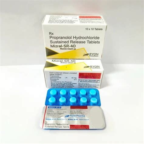 Mizral Propranolol Hydrochloride 40mg Sustained Release Tablets - 10 x ...