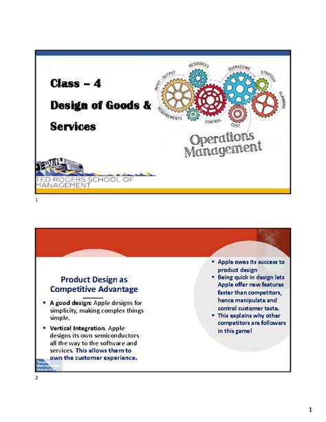 Class 4: Design of Goods & Services Overview - Studocu
