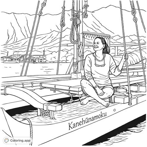 Serene Sailor on Canoe - Coloring.app