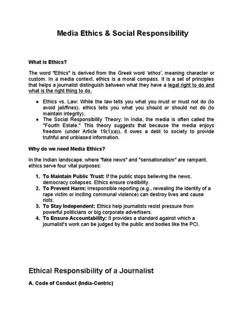 Media Ethics & Social Responsibility: Key Concepts and Guidelines - Studocu