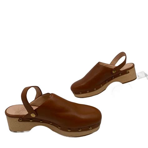 J. Crew Brown Leather Clog Mules J. Crew Brown Leather Clog Mules Size ...