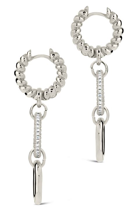 Sterling Forever Andi CZ Drop Hoop Earrings | Nordstromrack