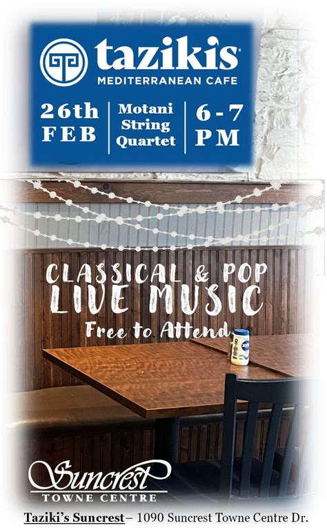 Montani String Quartet - Pop & Classical FREE TO ATTEND, 1090 Suncrest ...