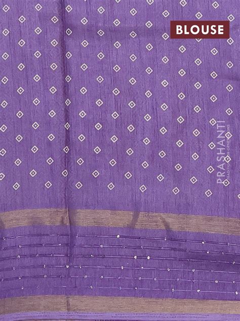 Semi dola saree lavender with allover warli prints and zari woven sequ ...