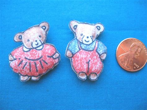 Miniature Dollhouse Pillows of Cute Boy and Girl Teddy Bears All ...