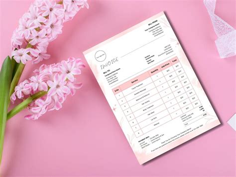 Feminine Invoice Template | Editable Invoice Template Canva | Small ...