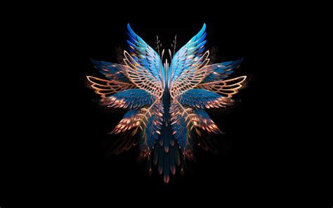 Abstract butterfly Wallpaper 4K, Fold phone, Black background