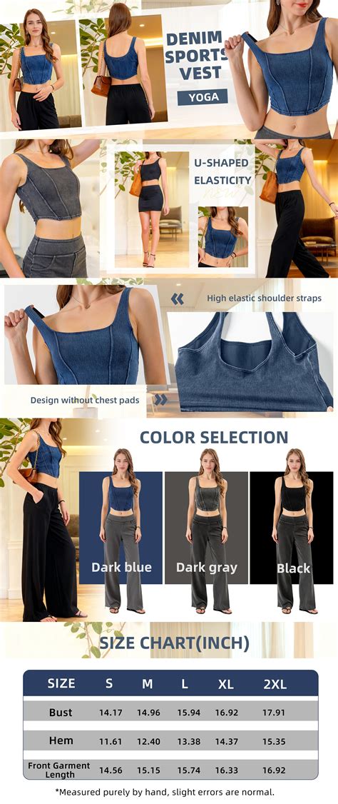 Denim Yoga Sports Vest For Women U-Shaped Stretch Slim Fit Beauty Back Outer Wear Quick Drying ...