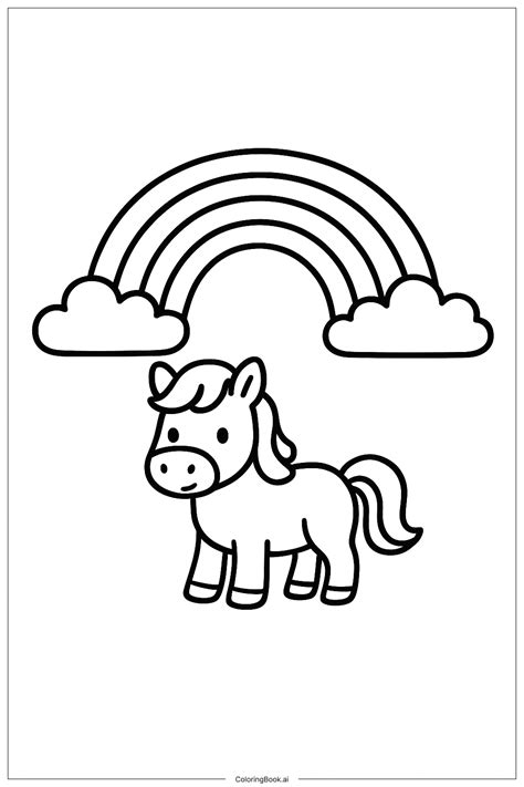 Pony Under Rainbow Coloring Page (Free PDF&PNG Printable)