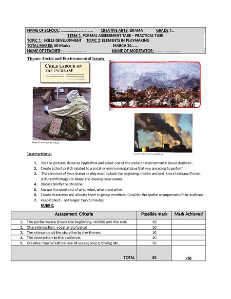 Creative Arts Drama Grade 10 Term 1 Practical Task: Skills & Playmaking ...