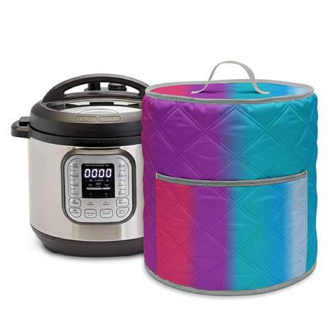 Gradient Art Rice Cooker Cover 8 Quart Modern Pink Purple Teal Blue Color Stripes Ombre Pressure ...