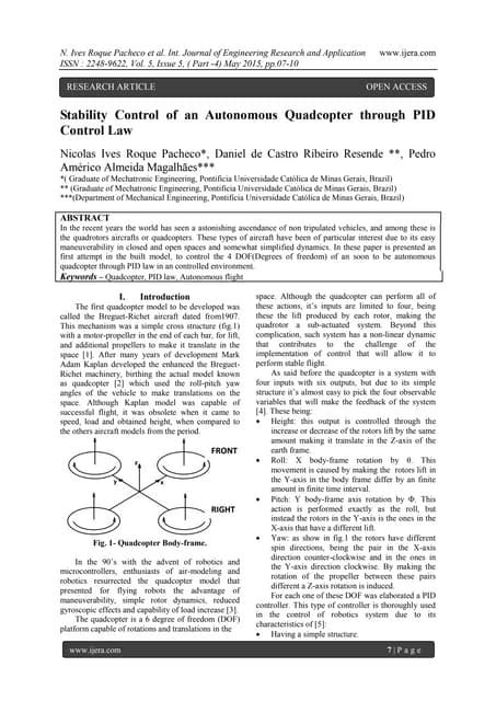 Quadcopter Dynamics, Stability and Control | PDF