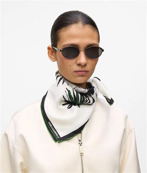 K/Signature Villa de Vigie scarf | White/Black | Women | KARL LAGERFELD