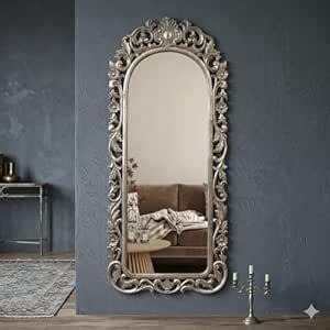 Buy Aafiyat Carved Wooden Wall Mirror Frame, Antique Gold Finish ...