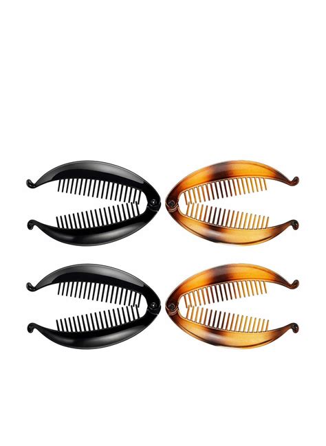 Generic 4 Pieces Banana Clips Fish Clips Banana Fish Combs Wide Tort ...