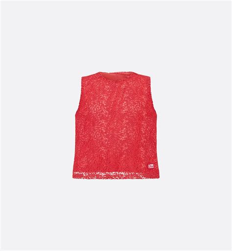 Kids' Sleeveless Top Fuchsia Pink Lily of the Valley Cotton Guipure | DIOR