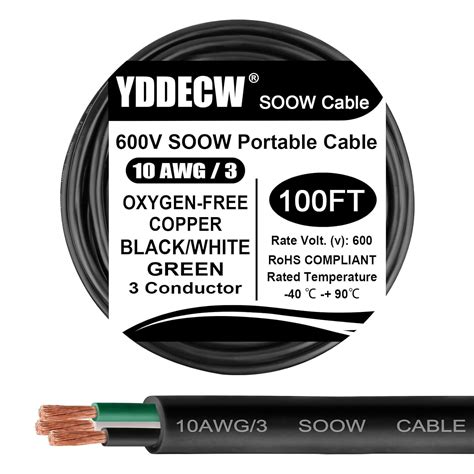 100ft 10/3 10 A Portable Power Cable (3 Conductor) - SOOW 600V 10 Gauge ...