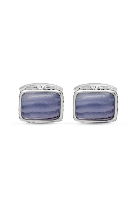LuvMyJewelry Blue Lace Agate Sterling Silver Men Cufflinks | Nordstrom