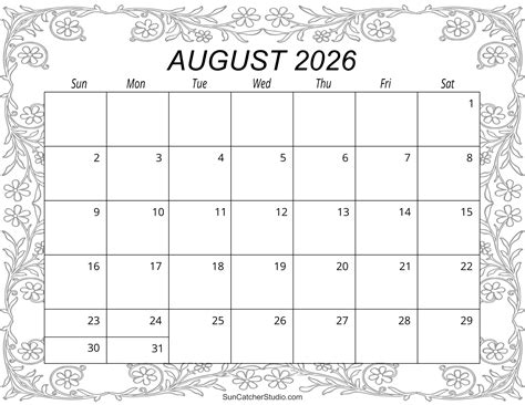 Blank Calendar For August 2026 Printable - Free Printable Designs 2026