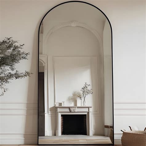 Antok 71"x28" Arched Full Length Floor Mirror with Stand, Aluminum ...