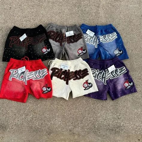 Rhinestone Accented Print Shorts - Men's Street Fashion, Casual Hip-Hop ...