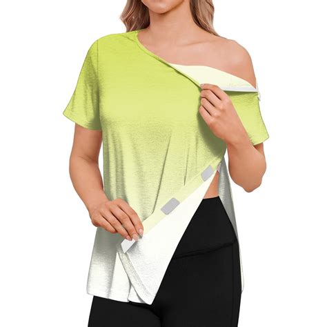 longantii Post Shoulder Surgery Shirts for Women Chemo Dialysis Port with 2 Shoulder Half ...