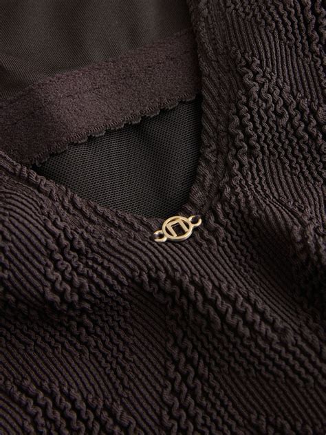 Buy Brown Textured Scoop Neck Tummy Control Swimsuit from Next India