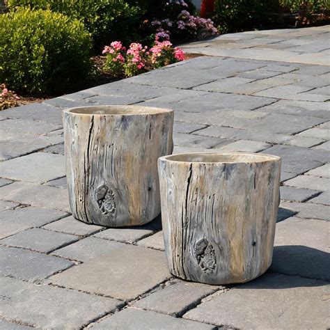 Naturefalls Slate gray round cement planters set of 2 6.5-inch small ...