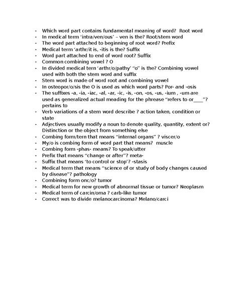 Words and Meaning in Medical Terminology: Roots, Prefixes, and Suffixes - Studocu