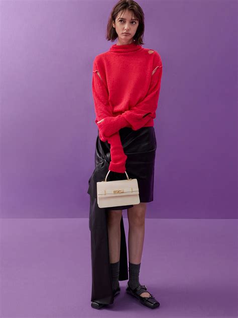 Cream Arlet Belted Top Handle Bag - Cream - CHARLES & KEITH IN