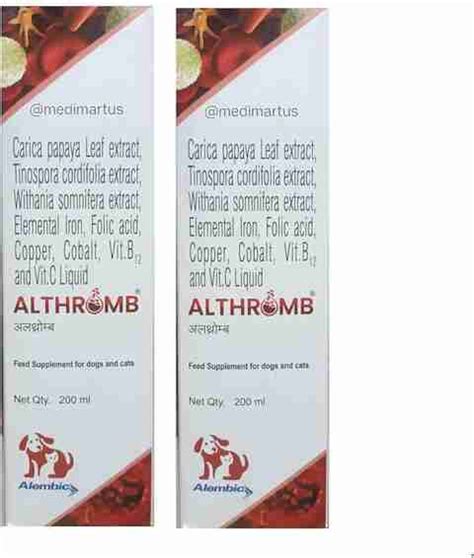 Alembic Althromb Pet Syrup 200ml | Health Booster Supplement for Dogs ...