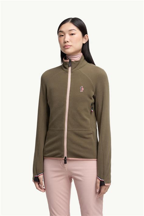 Moncler Fleece Zip-Up Sweatshirt Olive Green Olive Green – Kicks Machine