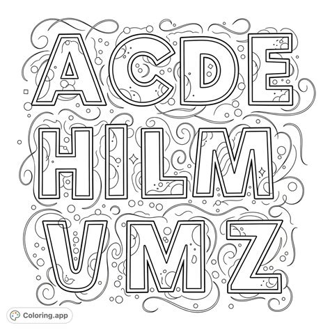 Decorated Outline Letters - Coloring.app