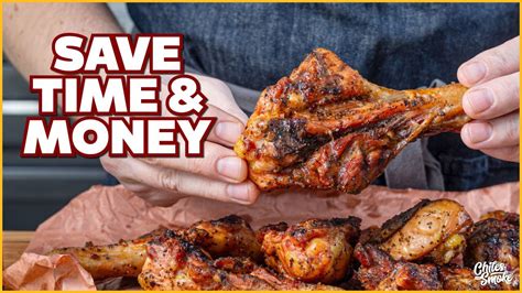 Butterflied chicken drumsticks smoked in half the time