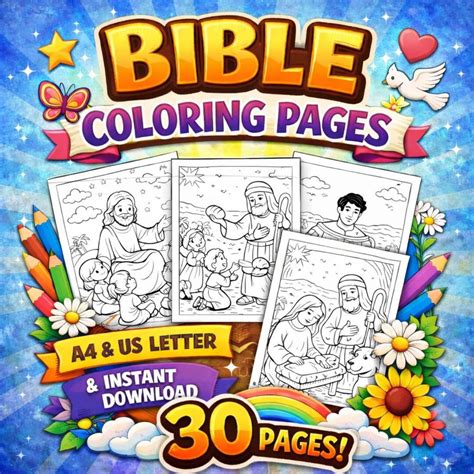 Bible Stories Coloring Pages for Kids – 30 Christian Scripture Scenes ...