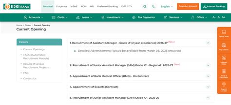 IDBI Bank recruitment 2026 opens for 1300 vacancies across Grade A and ...