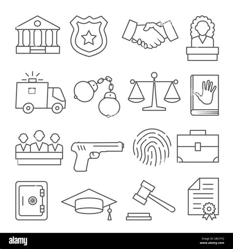 Crime justice set linear Stock Vector Images - Alamy