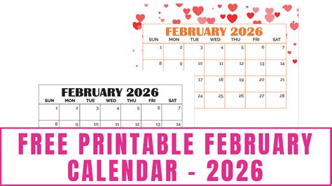 Free Printable February Calendar – 2026