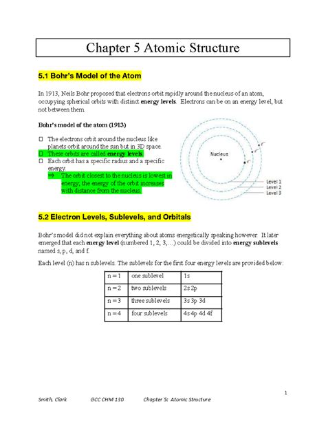 Ch 5 Atomic Structure - Lecture Notes & Answer Key (GCC CHM 130) - Studocu
