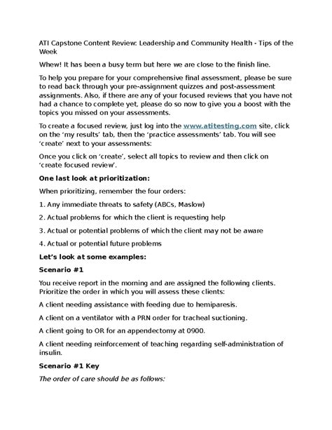 ATI Capstone Review: Leadership & Community Health Strategies - Studocu