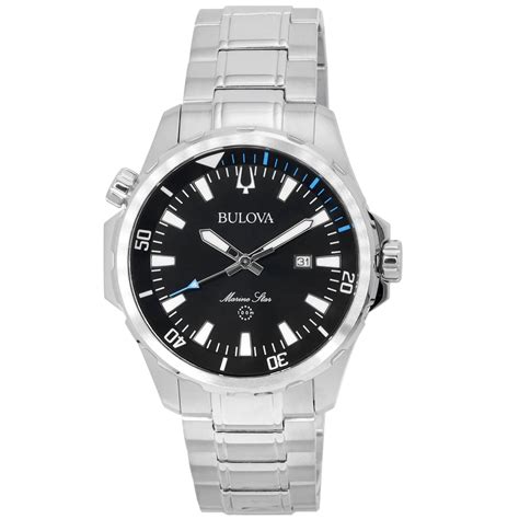 Bulova Men's Marine Star Wrist Watch, Quartz Movement, Black Sunray ...