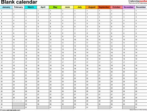 2025 Excel Monthly Calendar Template - Free Printable Templates