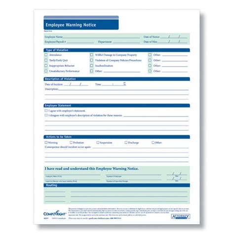 Employee Warning Notice Template Disciplinary Action Form: Pre Built